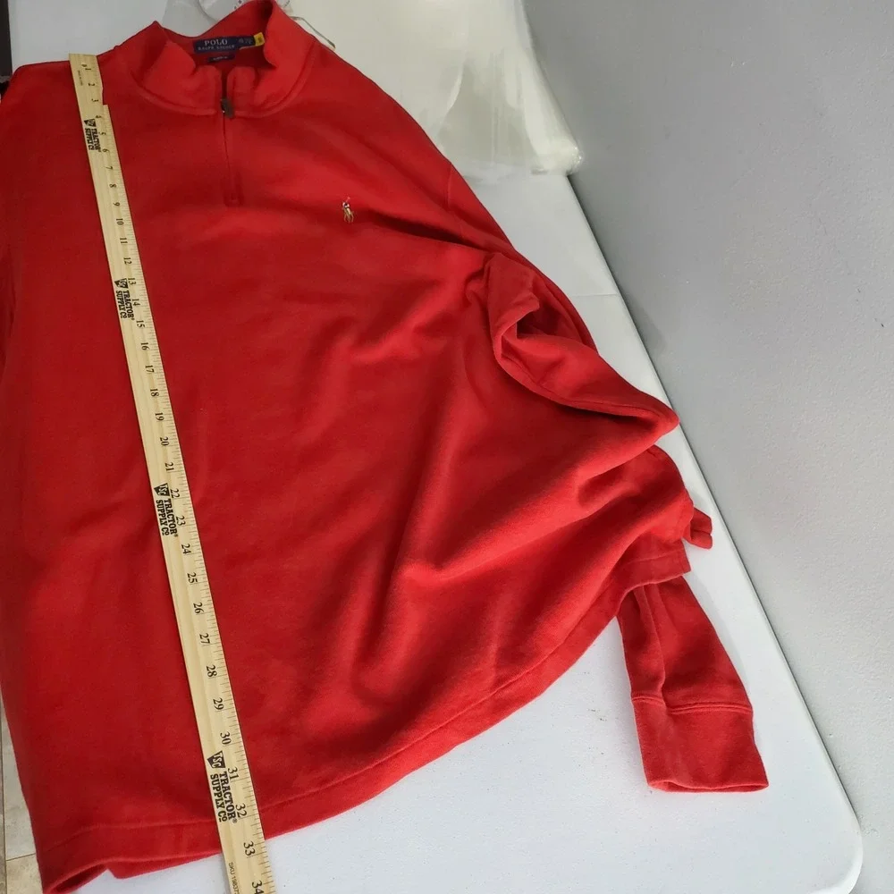 Polo Ralph Lauren Mens XXL Estate Rib Quarter Zip Pullover Red Cotton Preppy Ivy
